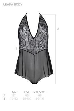 Боді Passion LEAFA BODY black, L/XL, на зав'язках, м'яка чашка, низ у вигляді шортиків SX0500 фото