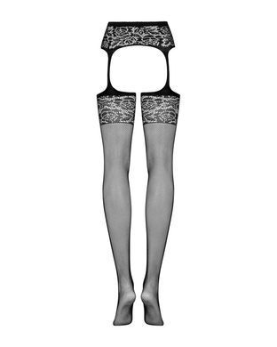 Сітчасті панчохи-стокінги з імітацією гартерів Obsessive Garter stockings S500S/M/L, чорні SO7273 фото