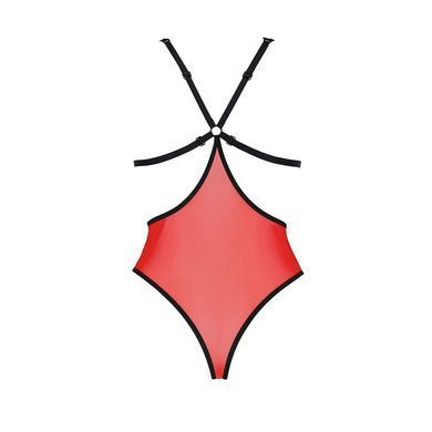 Напівпрозоре боді з мереживом Passion PEONIA BODY S/M red SO8461 фото