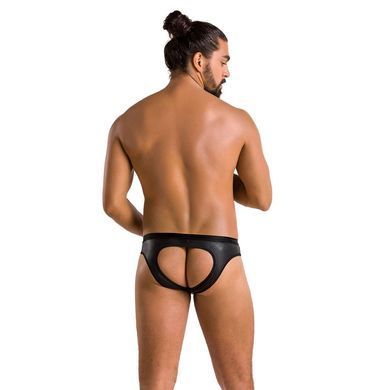 Чоловічі сліпи з вирізами Passion 041 SLIP JOE XXL/XXXL Black, екошкіра, відкриті сідниці SO7596 фото