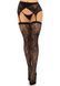 Комплект Leg Avenue Lace thigh highs & garterbelt, One Size, чорний, панчохи та пояс з пажами SX1059 фото 2