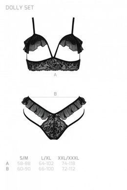 Еротичний комплект Passion DOLLY SET, S/M, black, з відкритими чашками SO9705 фото