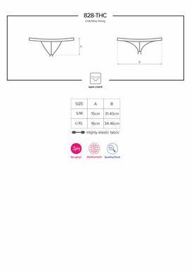Мереживні танги з доступом Obsessive 828-THC-1 crotchless thong L/XL, чорні SO7174 фото