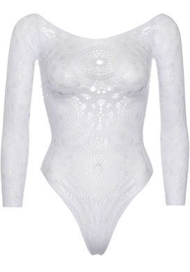 Еротичне боді-бодістокінг Leg Avenue Snap crotch thong back teddy White M/L SO9134 фото