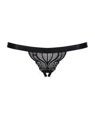 Мереживні танги з доступом Obsessive 828-THC-1 crotchless thong L/XL, чорні SO7174 фото