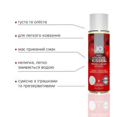 Змазка на водній основі JO H2O &mdash; Strawberry Kiss (60 мл) без цукру, рослинний гліцерин SO5225 фото