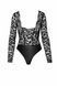 Боді Noir Handmade F296 Psyche, L, мереживо, довгий рукав, низ під латекс, з доступом SX0215 фото 6