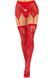 Комплект Leg Avenue Lace thigh highs & garterbelt, One Size, червоний, панчохи та пояс з пажами SX1060 фото 1