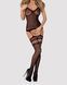 (SALE) Бодістокінг Obsessive Bodystocking F214 black S/M/L, імітація корсета та панчіх на підв&rsquo;язках SO7224 фото 4