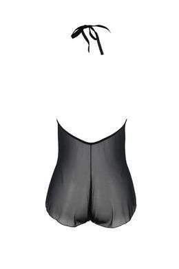 Боді Passion LEAFA BODY black, XXL/XXXL на зав'язках, м'яка чашка, низ у вигляді шортиків SX0502 фото