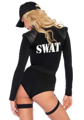 Костюм еротичних спецсил Leg Avenue SWAT Team Babe L, боді, пояс, підв&rsquo;язки, іграшкова рація, кепка SO8546 фото