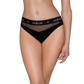Трусики з прозорою вставкою Passion PS006 PANTIES M, black SO4232 фото