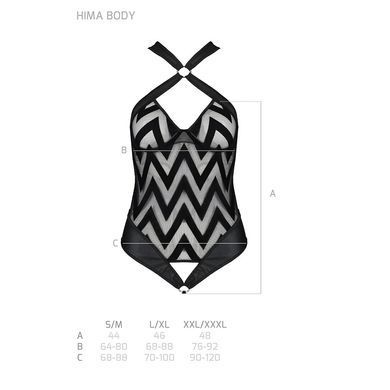 Сітчастий боді з халтером та ритмічним малюнком Passion Hima Body XXL/XXXL, black SO5348 фото