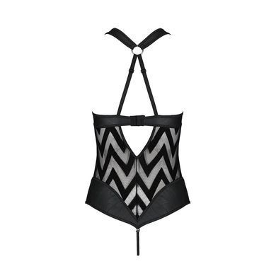 Сітчастий боді з халтером та ритмічним малюнком Passion Hima Body XXL/XXXL, black SO5348 фото