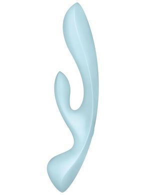 Двосторонній вібратор-кролик Satisfyer Triple Oh Light Blue, 3 мотори, руків&rsquo;я-масажер SO7781 фото