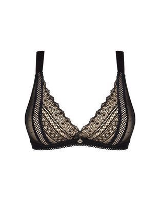 Мереживний бюстгальтер із трикутною чашкою Obsessive Estiqua bra XS/S, чорний, широкі лямки SO7258 фото