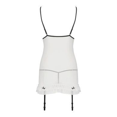 Сорочка прозора з пажами Passion ORIHIME CHEMISE S/M, white, трусики, стрепи EL16405 фото