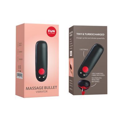 Віброкуля Fun Factory Massage BULLET, чорна, діаметр 2,5 см, 3 швидкості, 3 малюнки вібрації SX0948 фото