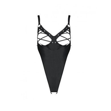 Боді з екошкіри Passion CELINE BODY XXL/XXXL, black, з доступом, відкритий SO6405 фото