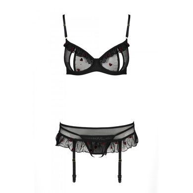 Сексуальний комплект з поясом для панчіх Passion LOVELIA SET S/M, black SO4778 фото