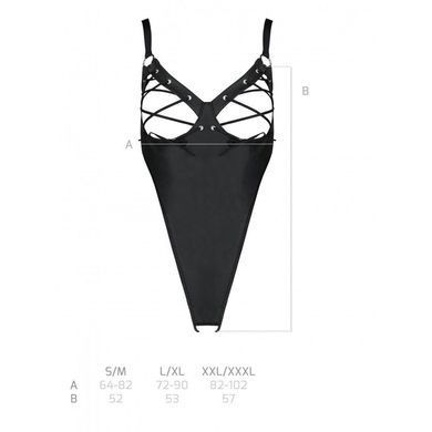 Боді з екошкіри Passion CELINE BODY XXL/XXXL, black, з доступом, відкритий SO6405 фото
