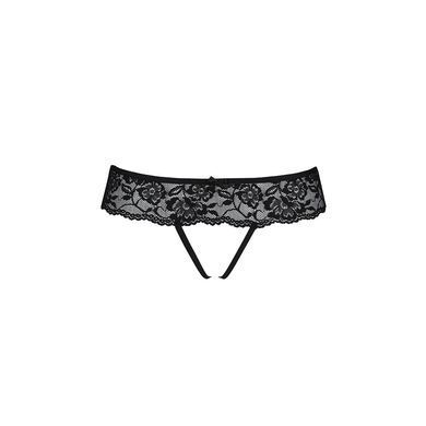 Мереживні стрінги з доступом Passion SENIA THONG XXL/XXXL, black SO5381 фото