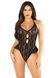 Боді Leg Avenue Lace Floral Lace Halter Teddy with Flutter Accent One Size, Black SX1755 фото 1