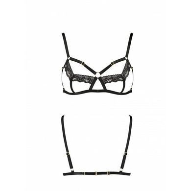Бюстгальтер-стрепи з мереживом Passion Exclusive SOLON BRA XXL/XXXL, black, трусики в комплекті SO6412 фото