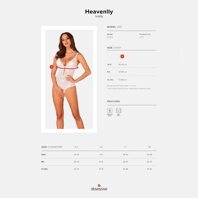 Еротичне напівпрозоре боді Obsessive Heavenlly crotchless teddy M/L, з доступом SO8167 фото