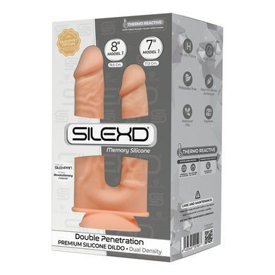 Фалоімітатор подвійний SilexD Double Gusto Flesh (Model 1 size 8" & 7"), двошаровий, силікон + Silexd SO5966 фото