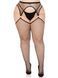 Панчохи Leg Avenue Stokings with O-ring Attached Garter Belt, 1X/2X, чорні, у сітку, імітація пояса SX1062 фото 1
