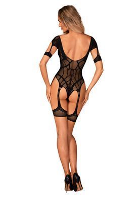 (SALE) Нейлоновий бодістокінг з імітацією гартер Obsessive Bodystocking G334 S/M/L, black, з доступом SO7700 фото