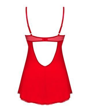 Пеньюар Obsessive Ingridia chemise & thong XS/S, червоний, сорочка, стрінги SO9036 фото