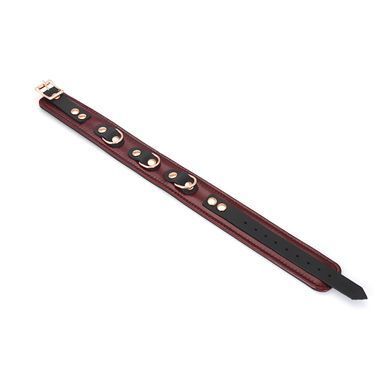 Шкіряний нашийник з повідцем Liebe Seele Wine Red Collar and Leash, 3 кільця для кріплення SO9451 фото