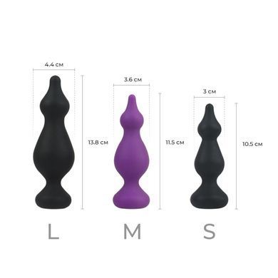 Анальна пробка Adrien Lastic Amuse Big Black (L) з двома переходами, макс. діаметр 4,4 см AD20269 фото
