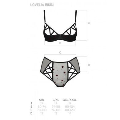 Еротичний комплект з малюнком Passion LOVELIA BIKINI L/XL, black SO4747 фото