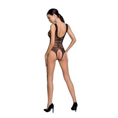 Бодістокінг з доступом Passion BS086 black, вертикальна сітка, виріз на спинці SO6376 фото