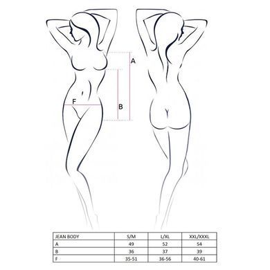 Боді монокіні під латекс Passion JEAN BODY S/M, black EL11902 фото