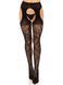 Стрип-колготки Leg Avenue Eyelet lace suspender hose, One Size, чорні, ажурні, з відкритим доступом SX1063 фото 1
