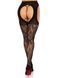 Стрип-колготки Leg Avenue Eyelet lace suspender hose, One Size, чорні, ажурні, з відкритим доступом SX1063 фото 3