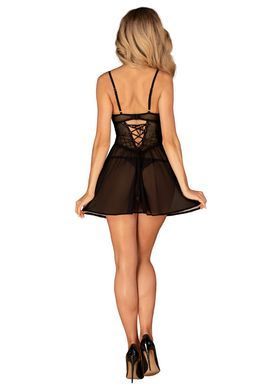 Еротичний комплект Obsessive Chemeris babydoll & thong XS/S, пеньюар та стрінги SO9758 фото