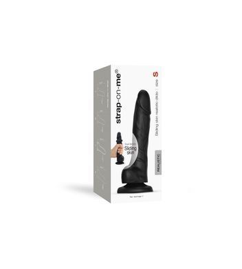 Реалістичний фалоімітатор Strap-On-Me Sliding Skin Realistic Dildo Black S, ефект рухливої шкіри SO6252 фото