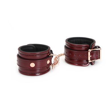 Шкіряні наручники Liebe Seele Wine Red Wrist Cuffs, знімний ланцюжок-кріплення SO9452 фото
