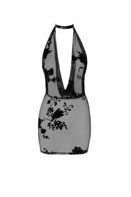 Сукня Noir Handmade F313 Mythos, 3XL, black, прозора, міні, відкрита спина, декор зі стразів SX0320 фото