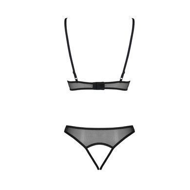 Комплект із бралету з ажурним ліфом та відкритими трусиками Passion CHRISTA SET Open Bra L/XL black SO5759 фото