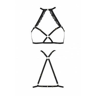Портупея зі стреп з мереживом Passion Exclusive LORRY BRA L/XL, black PS27601 фото