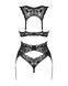 (SALE) Комплект білизни Obsessive Donna Dream 3-pcs set XS/S Black, бюстгальтер, стрінги, пояс для панчіх SO8636 фото 4