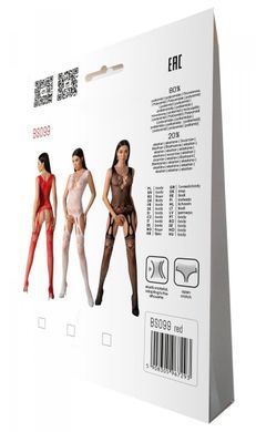 Бодістокінг з плетінням на грудях Passion BS099 One Size, red, відкритий доступ, імітація підв&rsquo;язок SO8939 фото