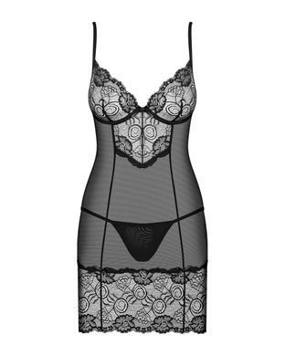 (SALE) Сорочка Obsessive Alluria chemise & thong S/M SX1122 фото