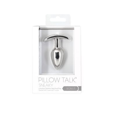 Анальна пробка Pillow Talk Sneaky Luxurious Stainless Steel Anal Plug із кристалом Swarovski SO7753 фото